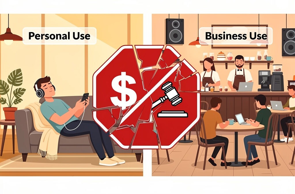 Stop Wasting Money: Personal vs. Business Music Licenses (Avoid 5-Figure Fines)